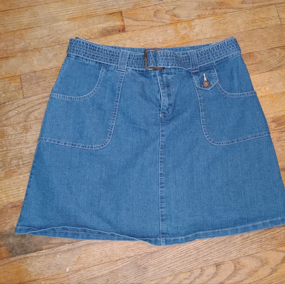 EUC White Stag Belted Denim Skort 6